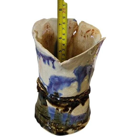 VTG 1983 Studio Art Pottery Dripped Glazed Ceramic Abstract Vase - Picture 7 of 8